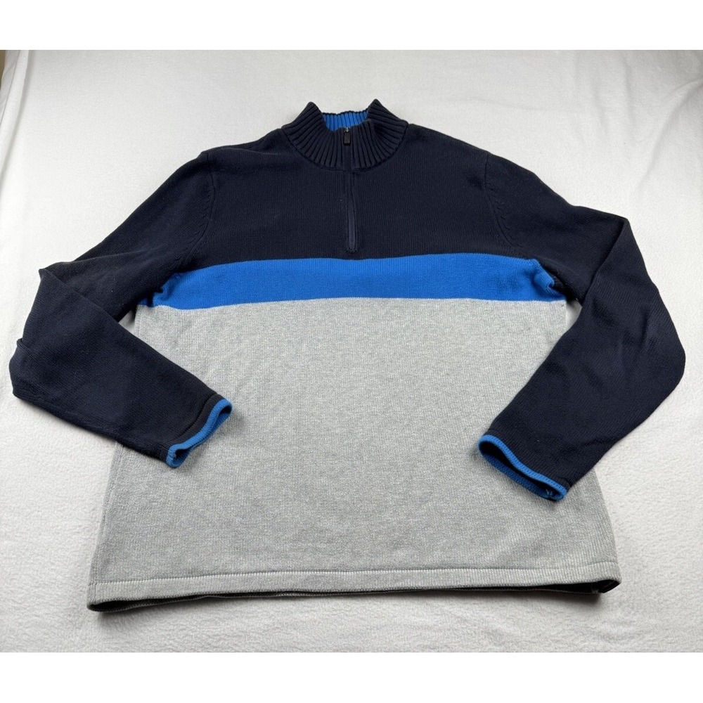 Eddie Bauer Sweater Mens Tall Extra Large Pullover 1/4 Zip Knit Long Sleeve Blue